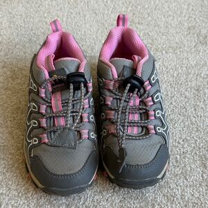 Gray and Pink Kids Hiking Shoes